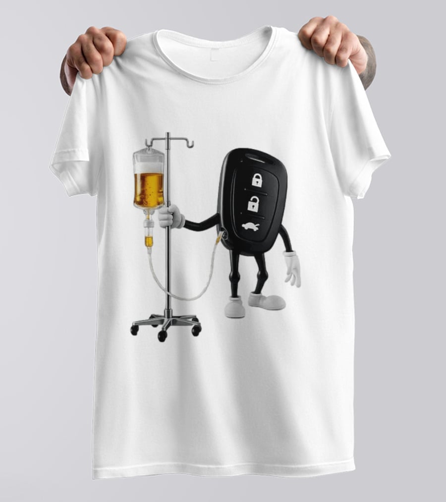 Car Keys With IV Beer Do Not Drink Alcohol When Driving Warning T-Shirt