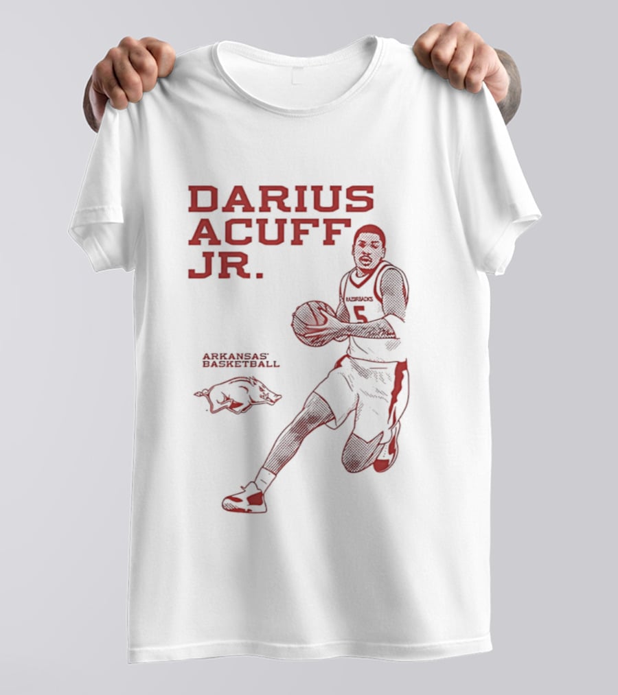 Darius Acuff Jr Arkansas Razorbacks Basketball Player Monochrome T-Shirt