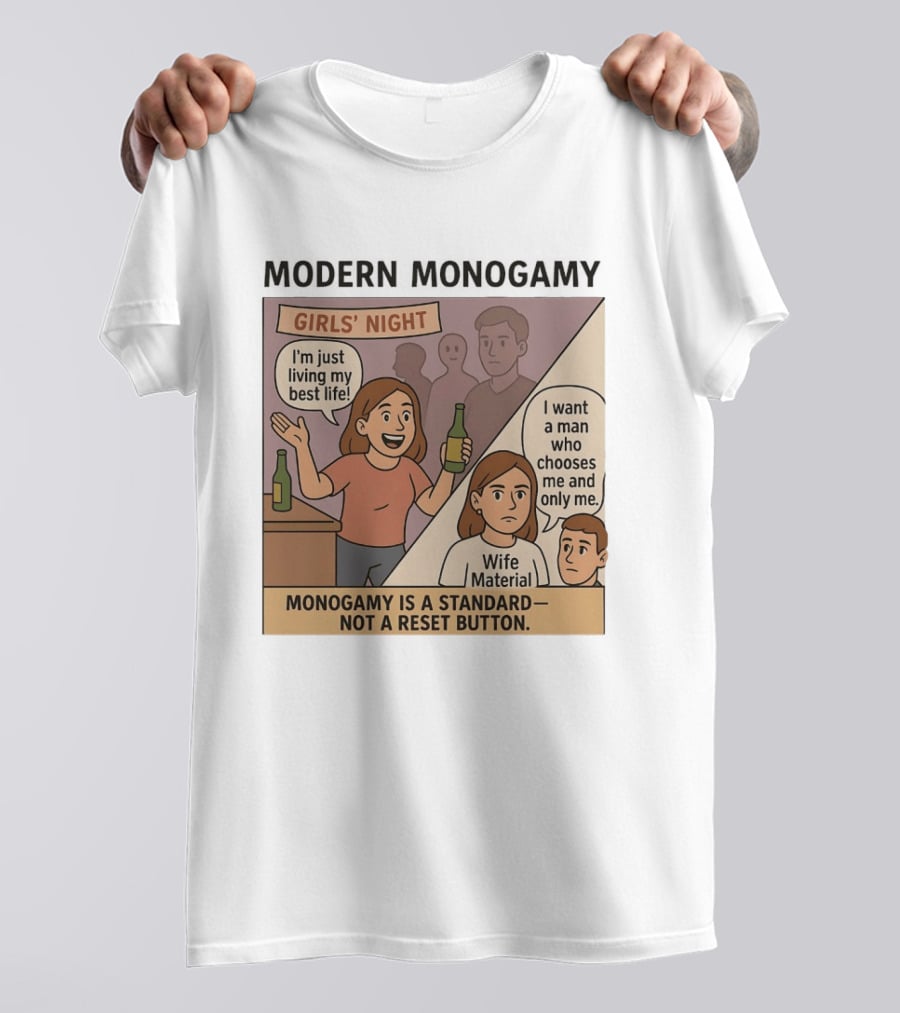 Modern Monogamy Girls' Night I'm Just Living My Best Life Wife Material Monogamy Is A Standard T-Shirt