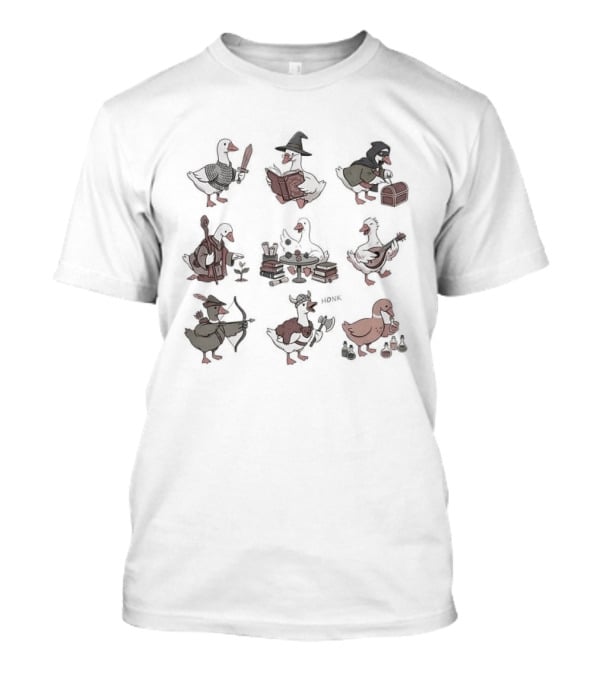 Goose RPG Cartoon Adventure Characters Multiclass T-Shirt