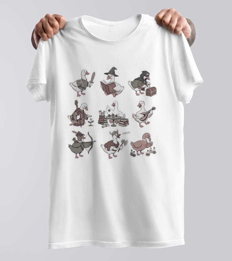 Goose RPG Cartoon Adventure Characters Multiclass T-Shirt