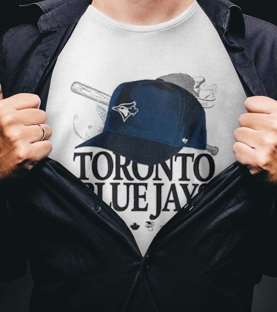 Toronto Blue Jays Baseball Cap And Bat Motif '47 T-Shirt