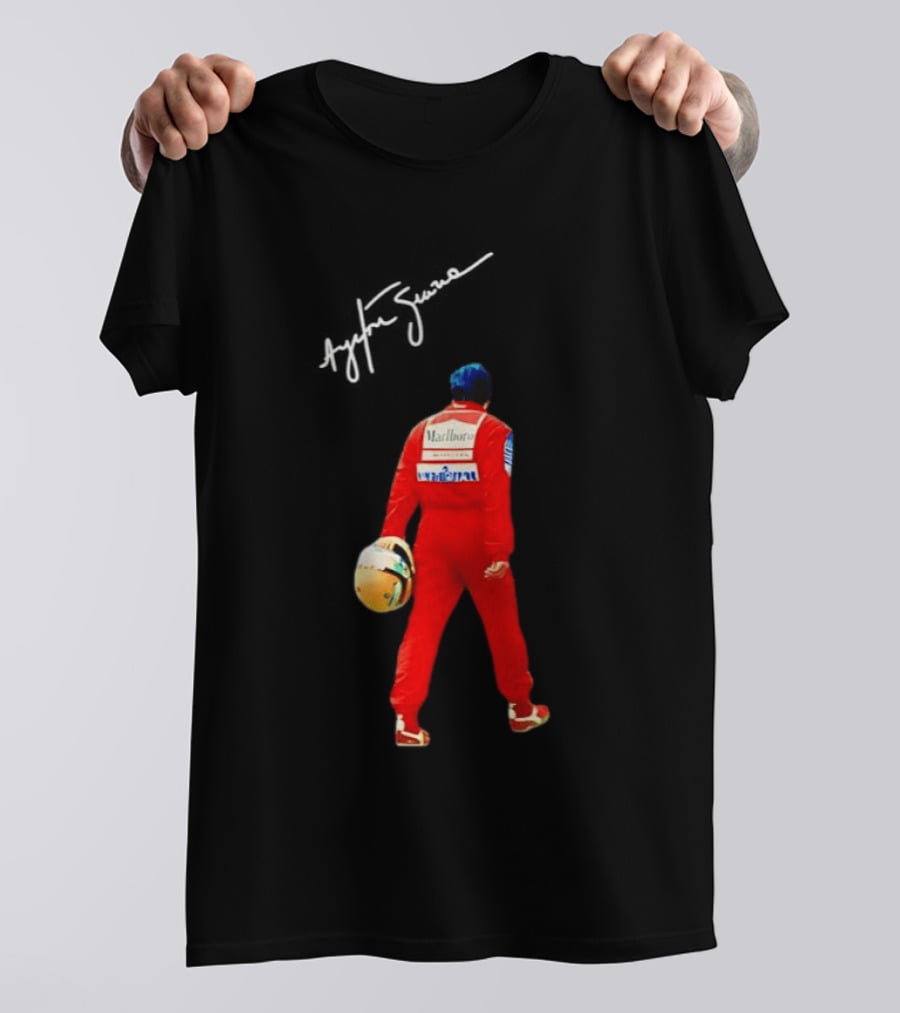 Ayrton Senna Racing Motorsport Legend Marlboro McLaren F1 Driver Iconic Branding T-Shirt