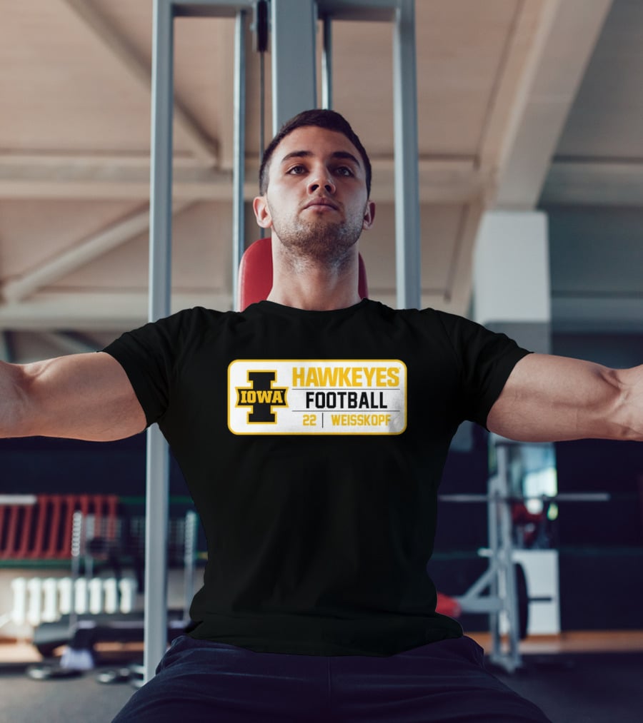 Iowa Hawkeyes Football 22 Weisskopf Black Gold T-Shirt