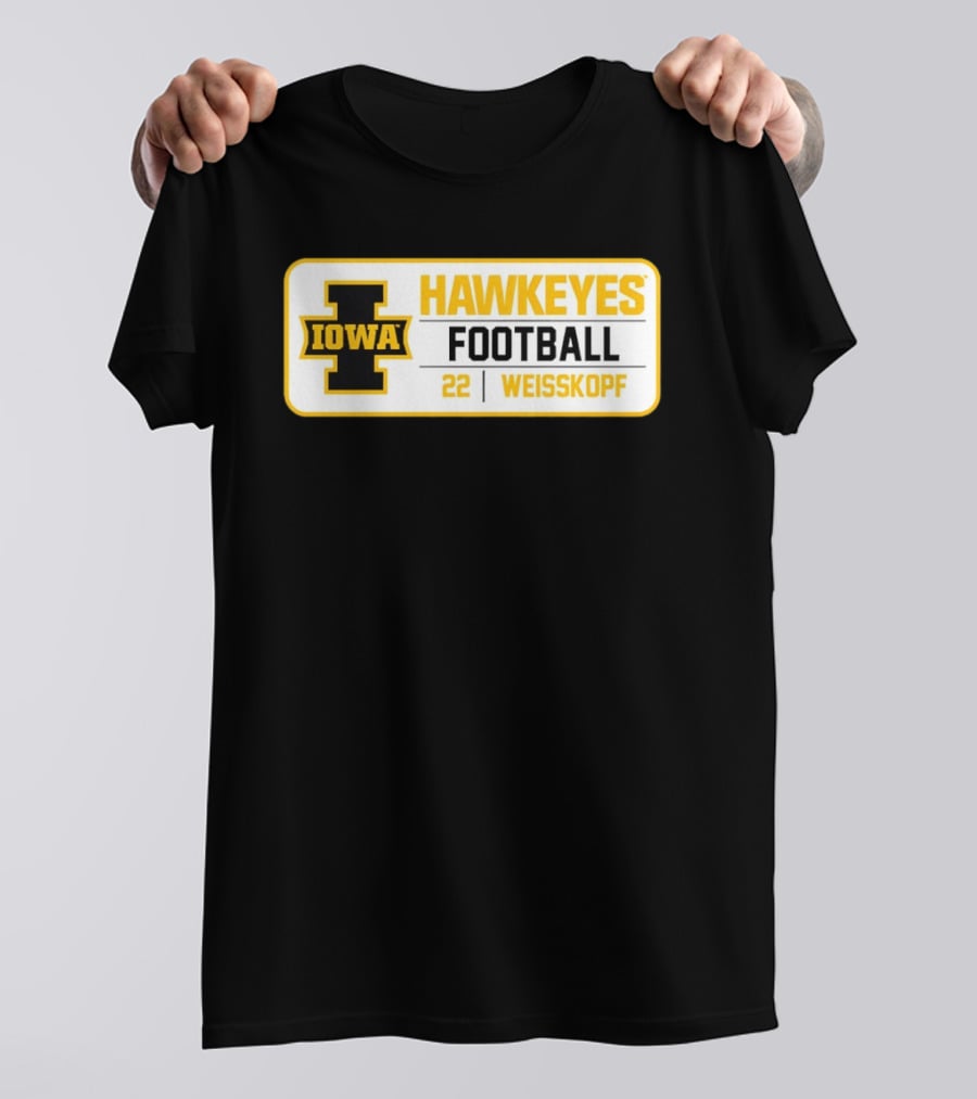 Iowa Hawkeyes Football 22 Weisskopf Black Gold T-Shirt