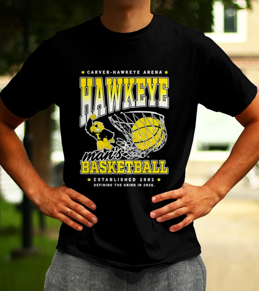 Carver Hawkeye Arena Man's Basketball Defining The Grind In 2023 Established 1901 T-Shirt