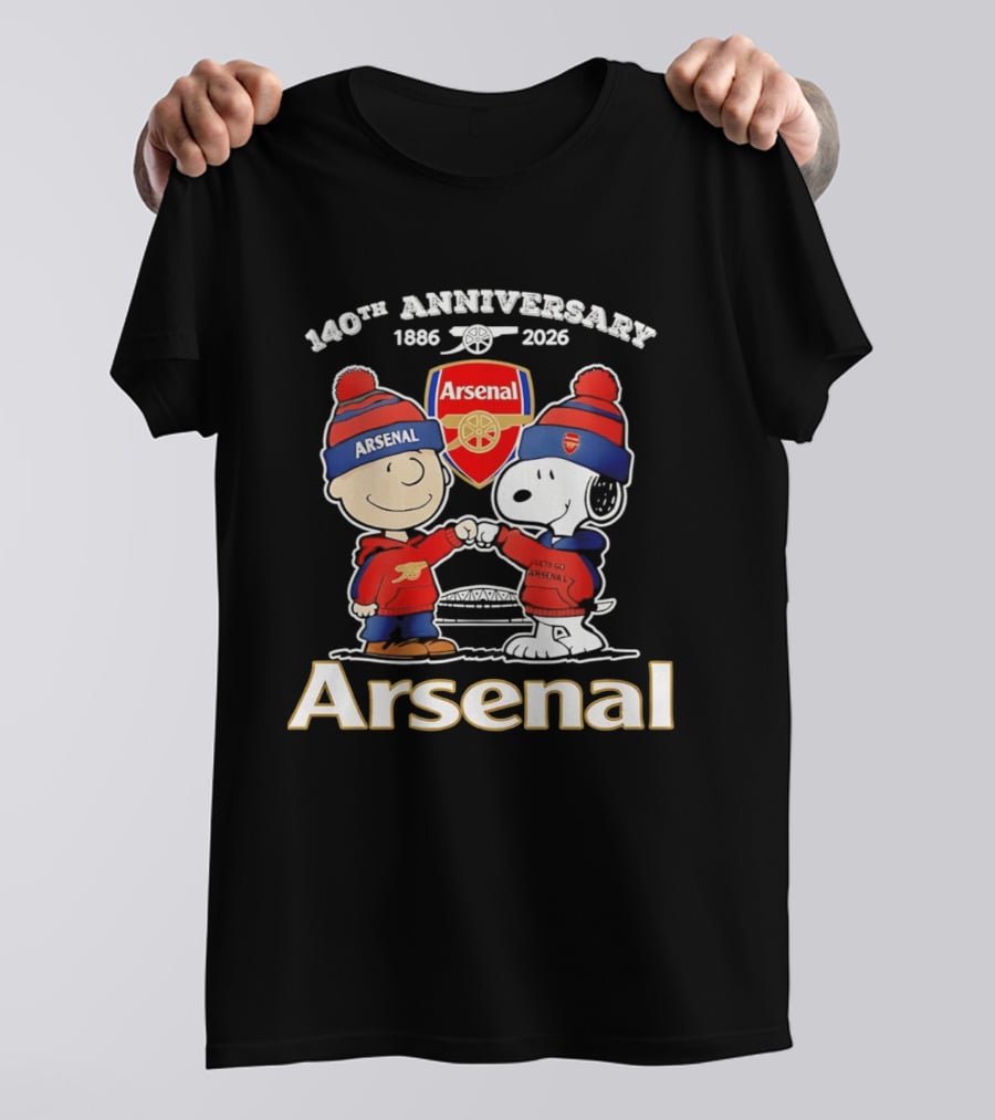 Charlie Brown Snoopy Arsenal 140th Anniversary 1886 2026 T-Shirt