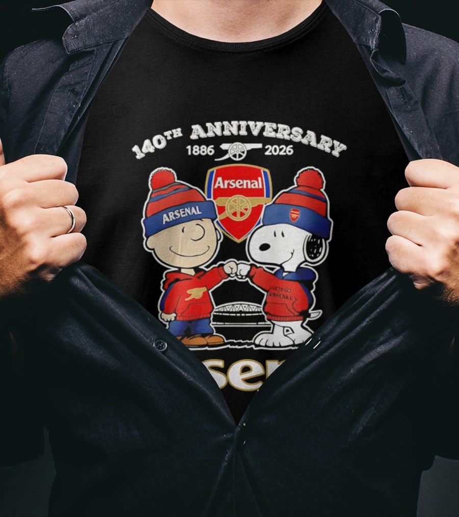 Charlie Brown Snoopy Arsenal 140th Anniversary 1886 2026 T-Shirt