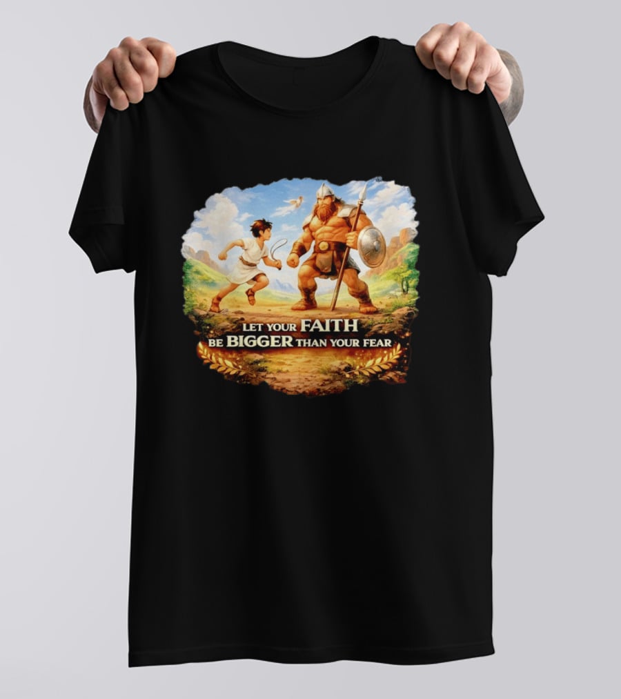 David And Goliath Let Your Faith Be Bigger Than Your Fear Christian Message T-Shirt