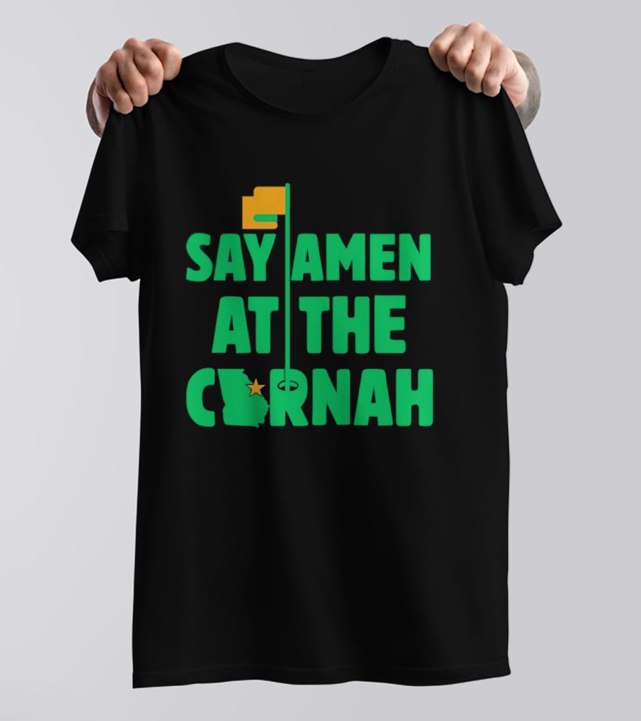 Say Amen At The Cornah Golf Flag Star Motif T-Shirt