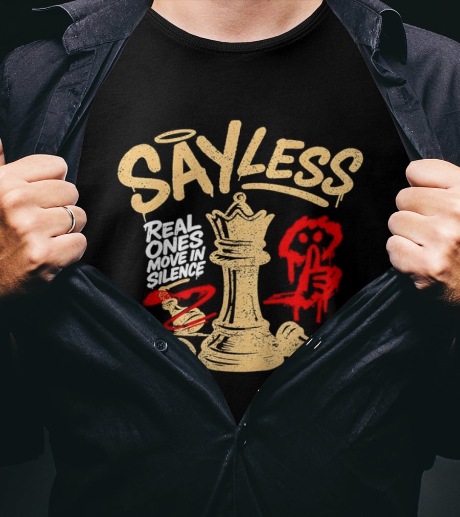 Say Less Real Ones Move In Silence Chess Piece And Red High Heels T-Shirt