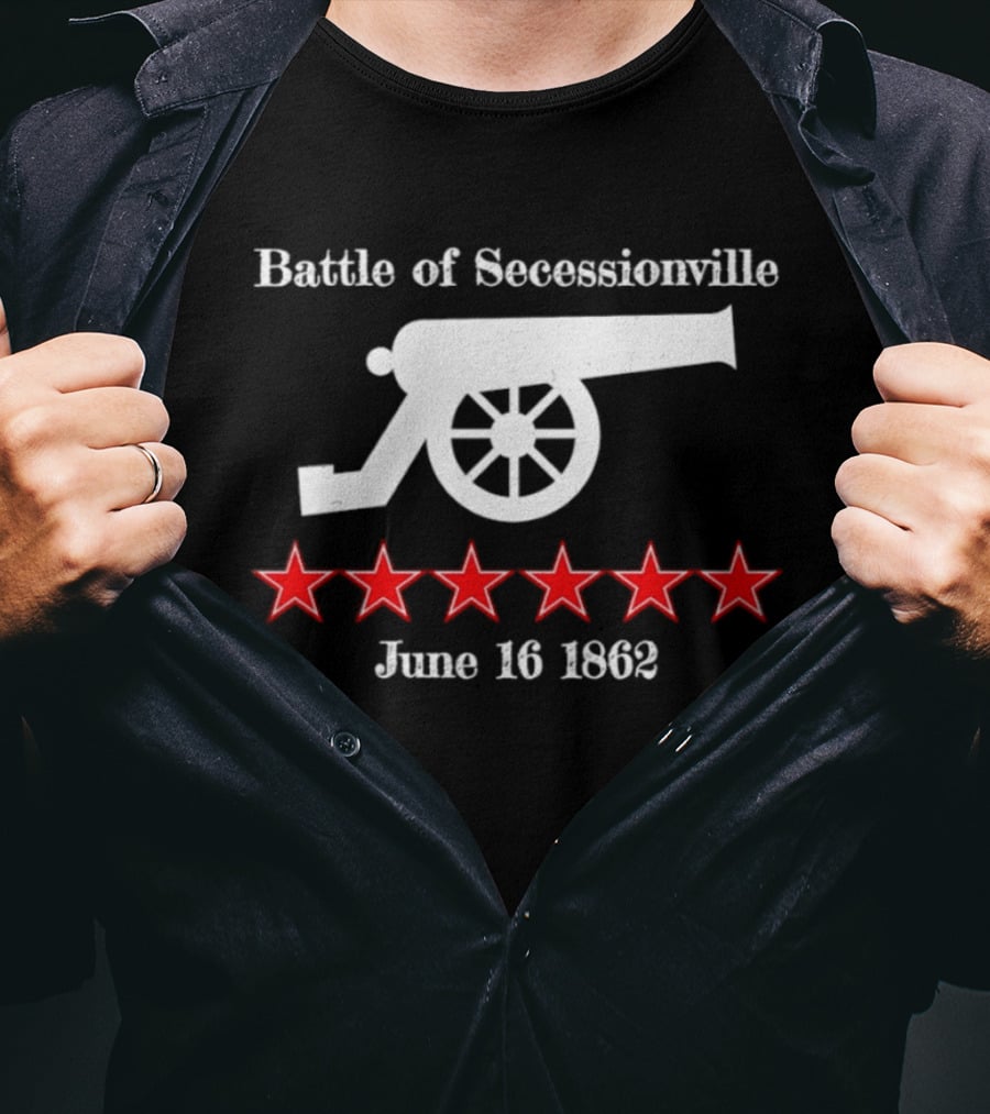 Battle Of Secessionville June 16 1862 War Cannon Six Red Stars T-Shirt