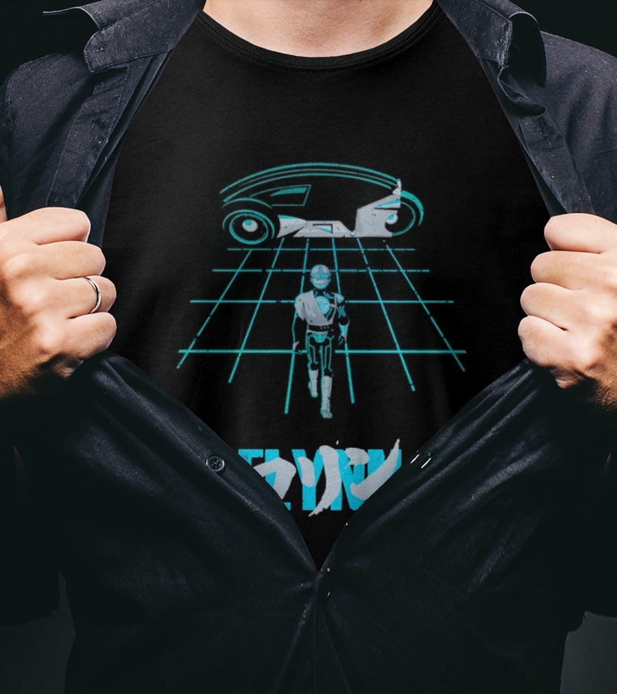 The Grid Rider Light Cycle Tron 1982 Movie Tron Kanji T-Shirt