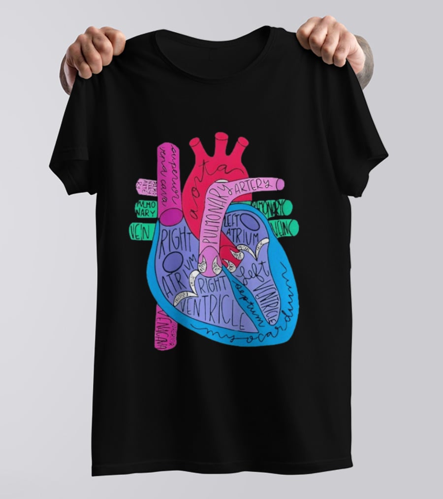 Heart Anatomy Aorta Pulmonary Artery Superior Vena Cava Right Atrium Ventricle Diagram T-Shirt