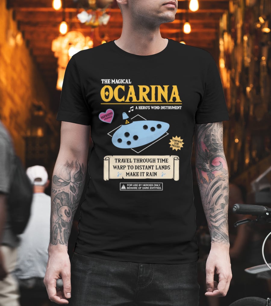 The Magical Ocarina A Hero's Wind Instrument Control Sun Phases Travel Through Time Warp To Distant Lands Make It Rain T-Shirt