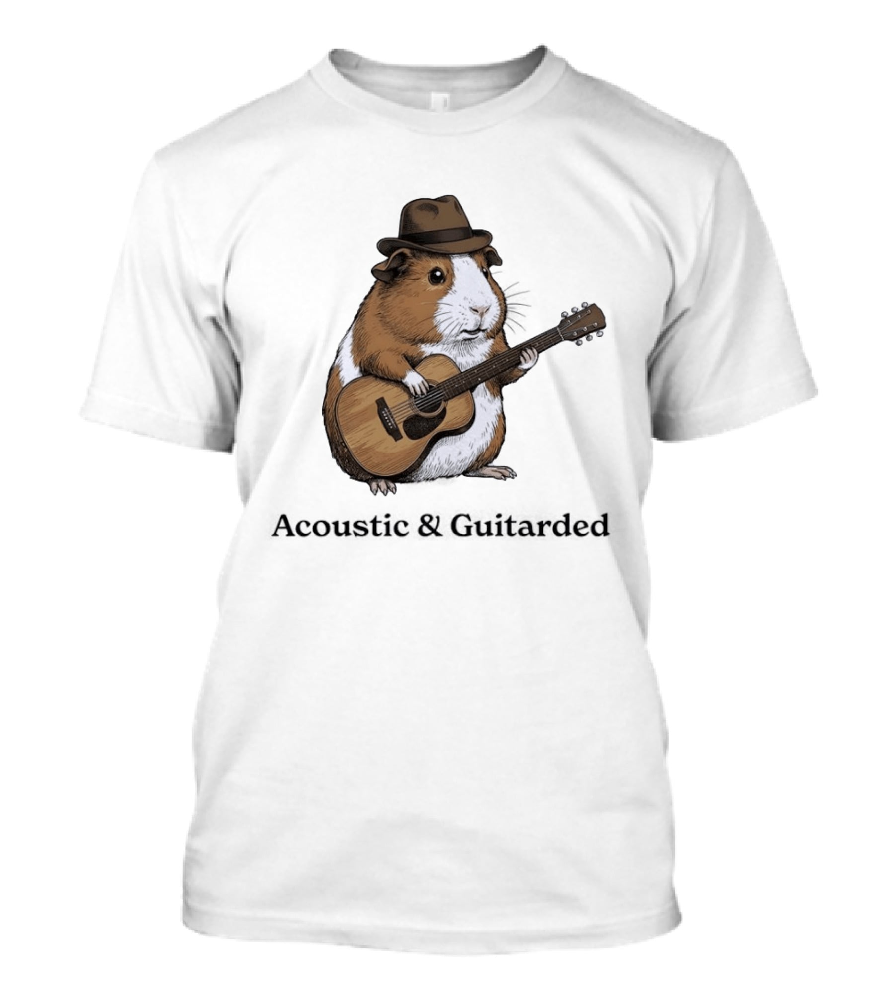 Capybara With Acoustic Guitar And Cowboy Hat Coustic Guitarded T-Shirt
