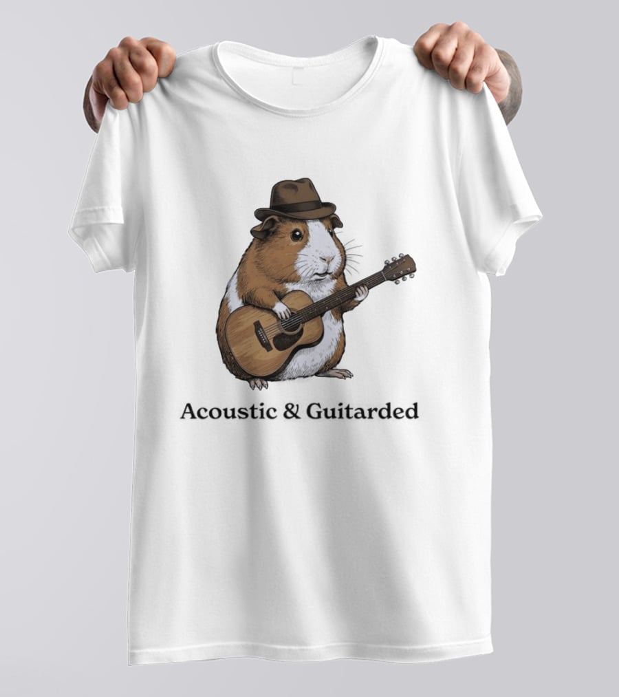 Capybara With Acoustic Guitar And Cowboy Hat Coustic Guitarded T-Shirt