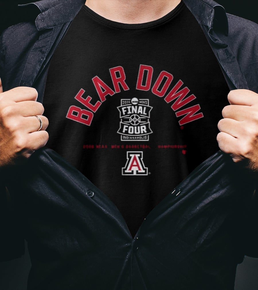 Arizona Wildcats Bear Down Final Four 2026 Bench Mob Basketball Championship T-Shirt