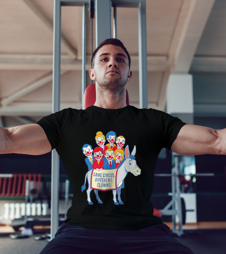 Same Circus Different Clowns Riding A Donkey Clown Faces T-Shirt