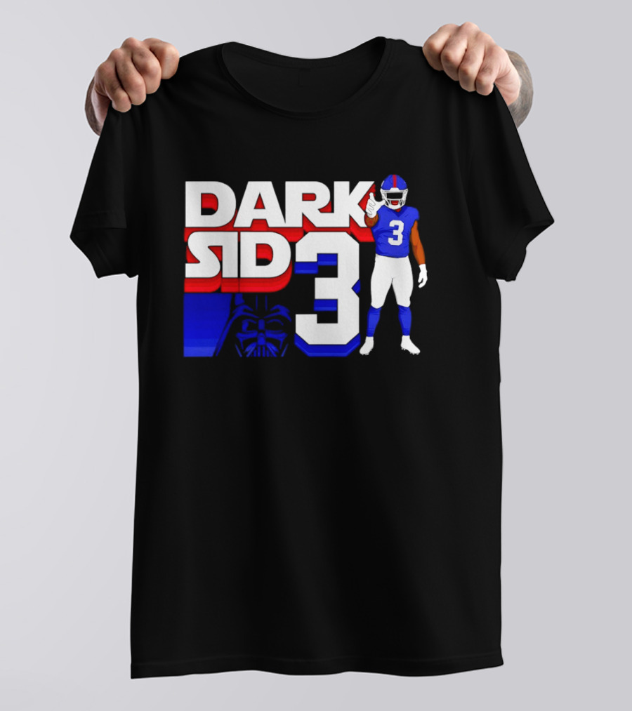 Darth Vader Star Wars Dark Side 3 New York Giants Football Player T-Shirt
