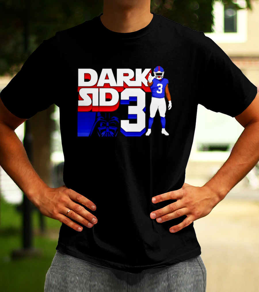Darth Vader Star Wars Dark Side 3 New York Giants Football Player T-Shirt