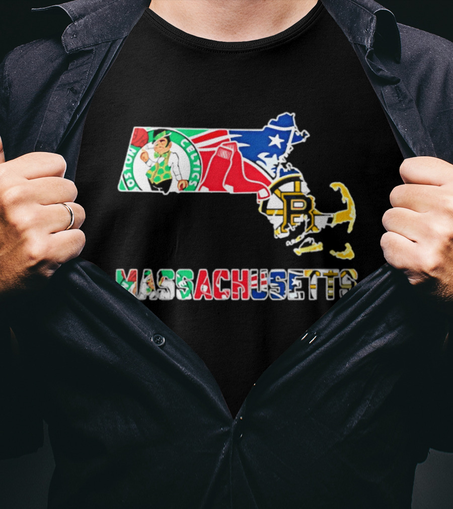Boston Celtics Red Sox Massachusetts Sports Teams State Bruins T-Shirt