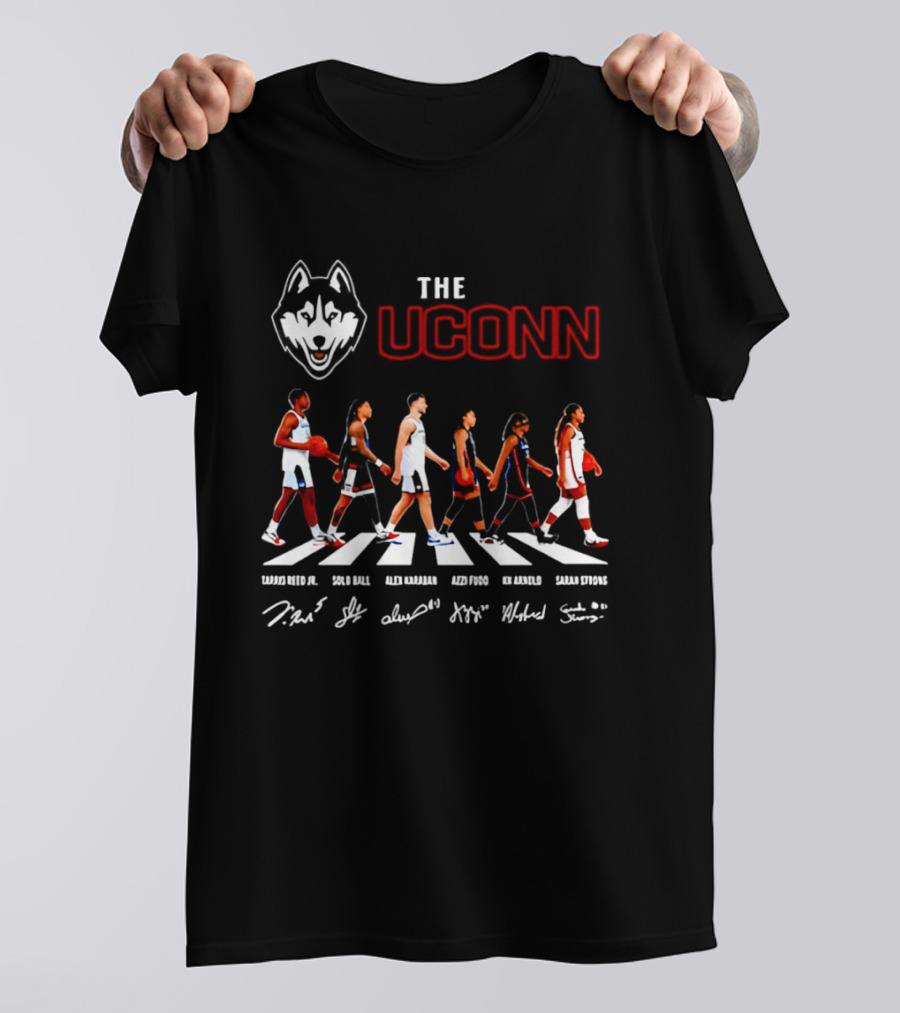 The UConn Huskies Men's And Women's Basketball Players Walking Abbey Road T-Shirt