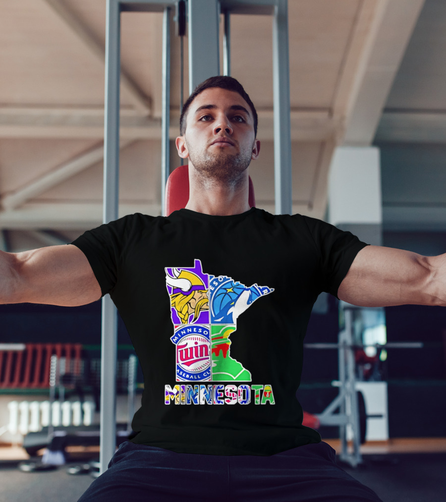 Minnesota Sports Teams Vikings Twins Wild Timberwolves Mashup T-Shirt