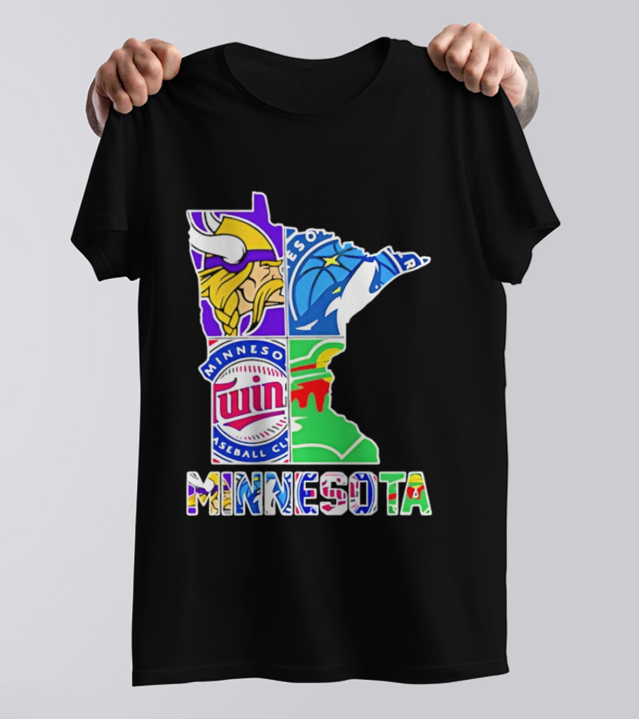 Minnesota Sports Teams Vikings Twins Wild Timberwolves Mashup T-Shirt