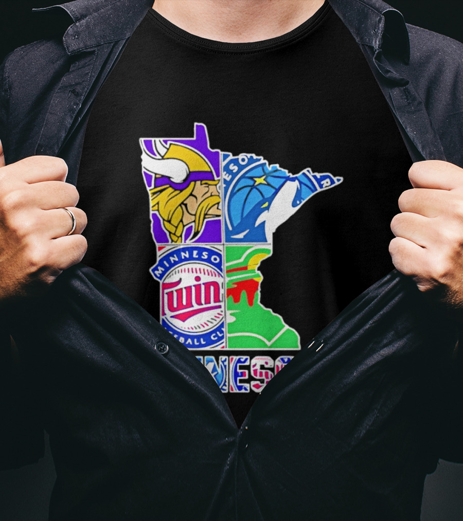 Minnesota Sports Teams Vikings Twins Wild Timberwolves Mashup T-Shirt