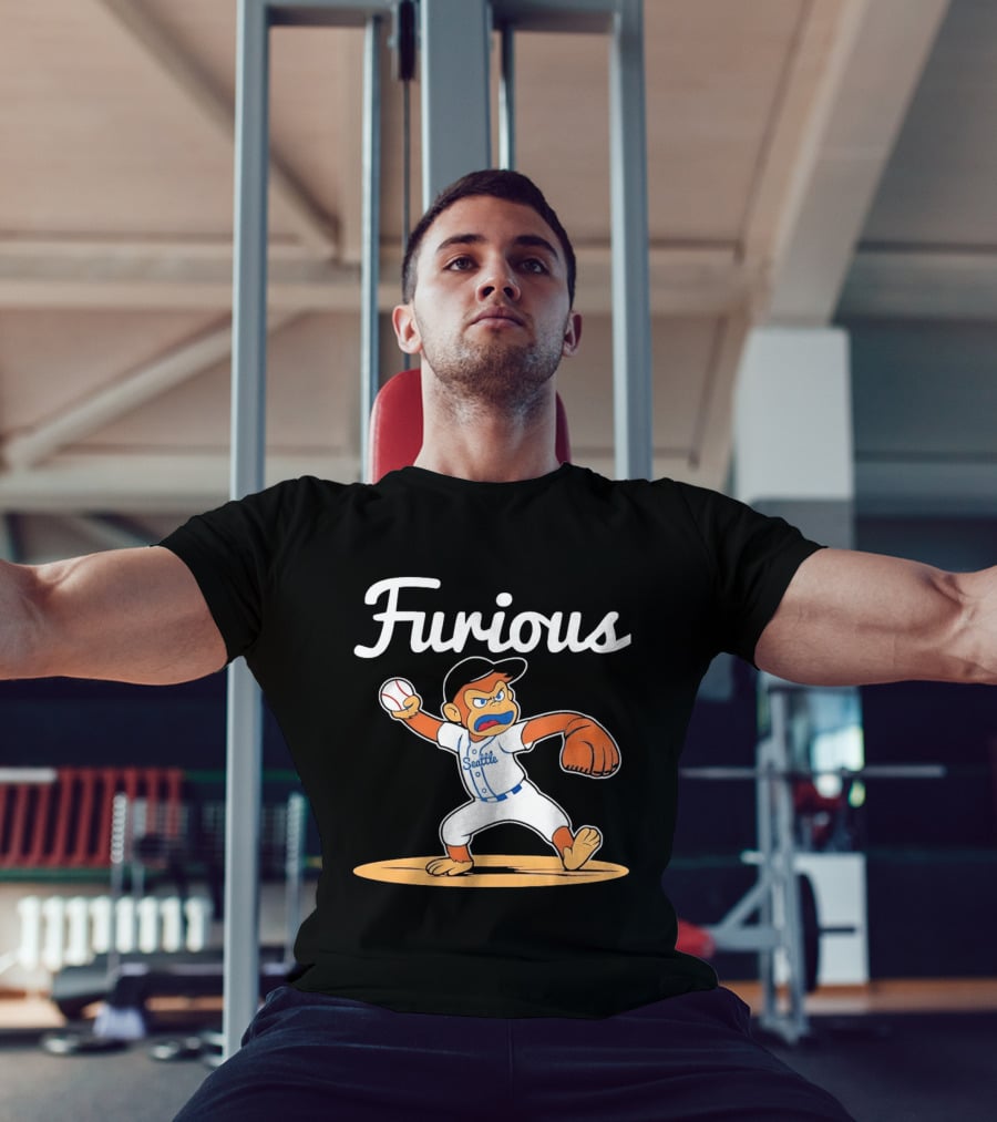 Furious George Seattle Baseball Monkey Pitcher T-Shirt