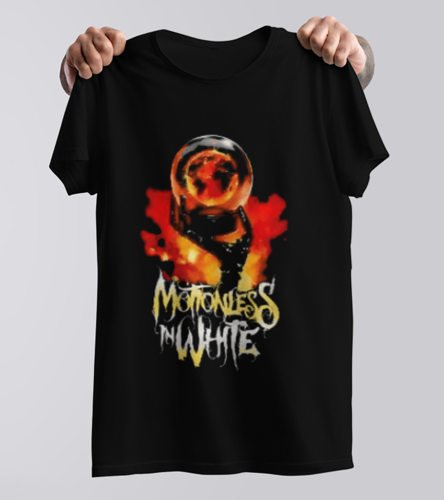 Motionless In White UK EU Tour 2026 Make Them Suffer Fiery Skull T-Shirt
