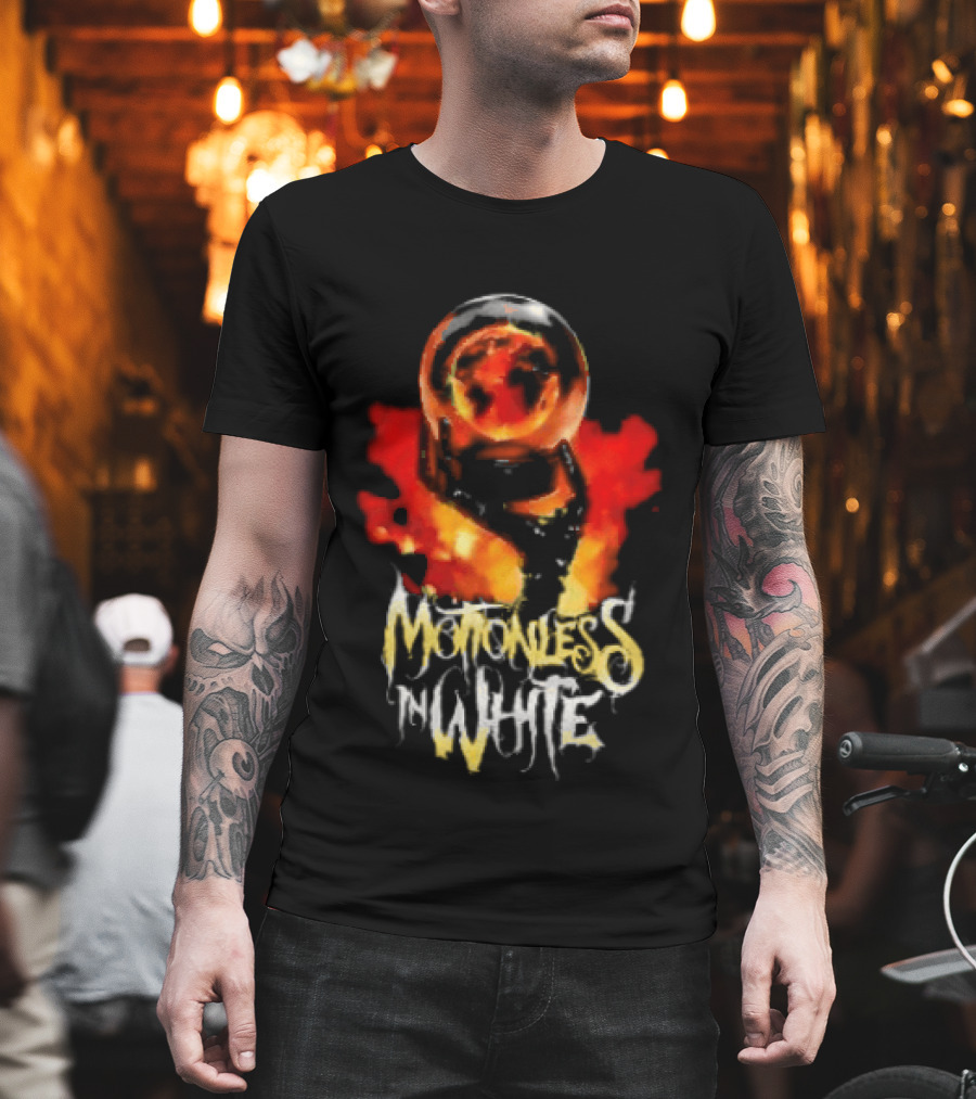 Motionless In White UK EU Tour 2026 Make Them Suffer Fiery Skull T-Shirt