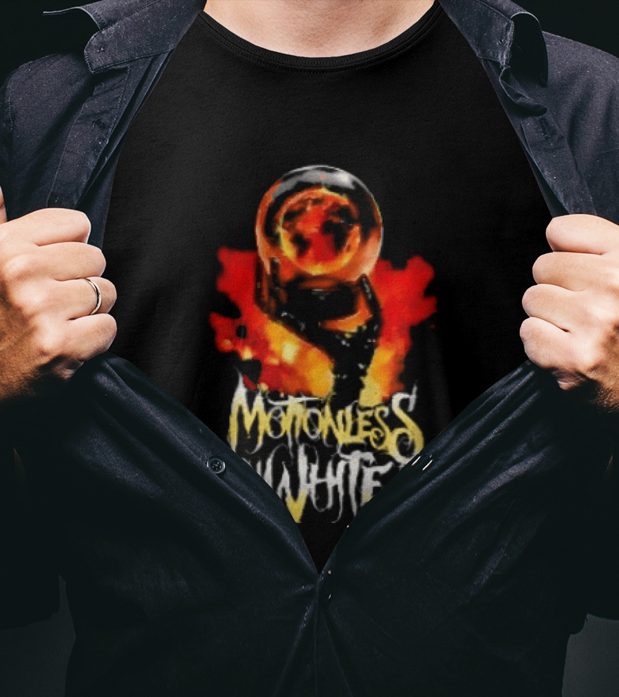 Motionless In White UK EU Tour 2026 Make Them Suffer Fiery Skull T-Shirt