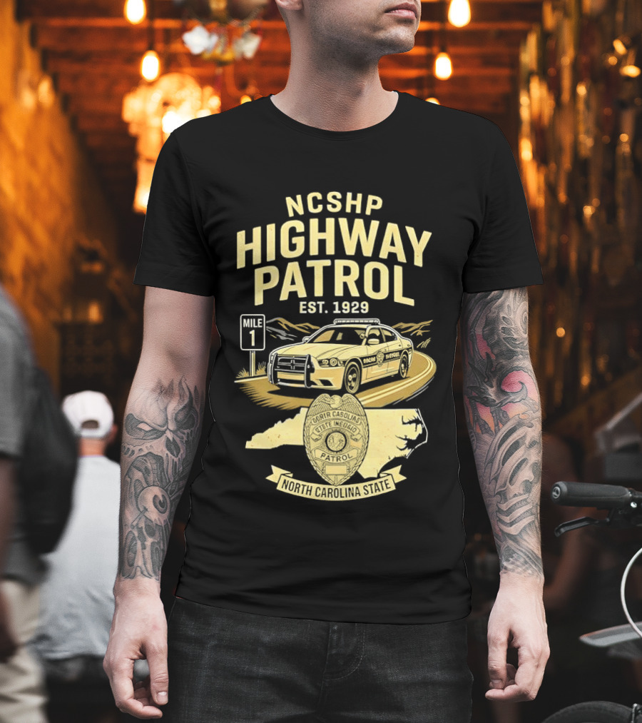 NCSHP Highway Patrol Est. 1929 Scenic Route Car T-Shirt