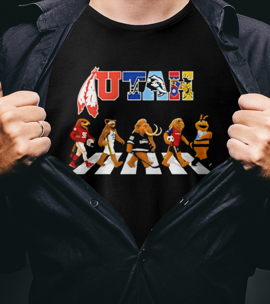 Utah Sports Teams Mascots Abbey Road Crossing T-Shirt