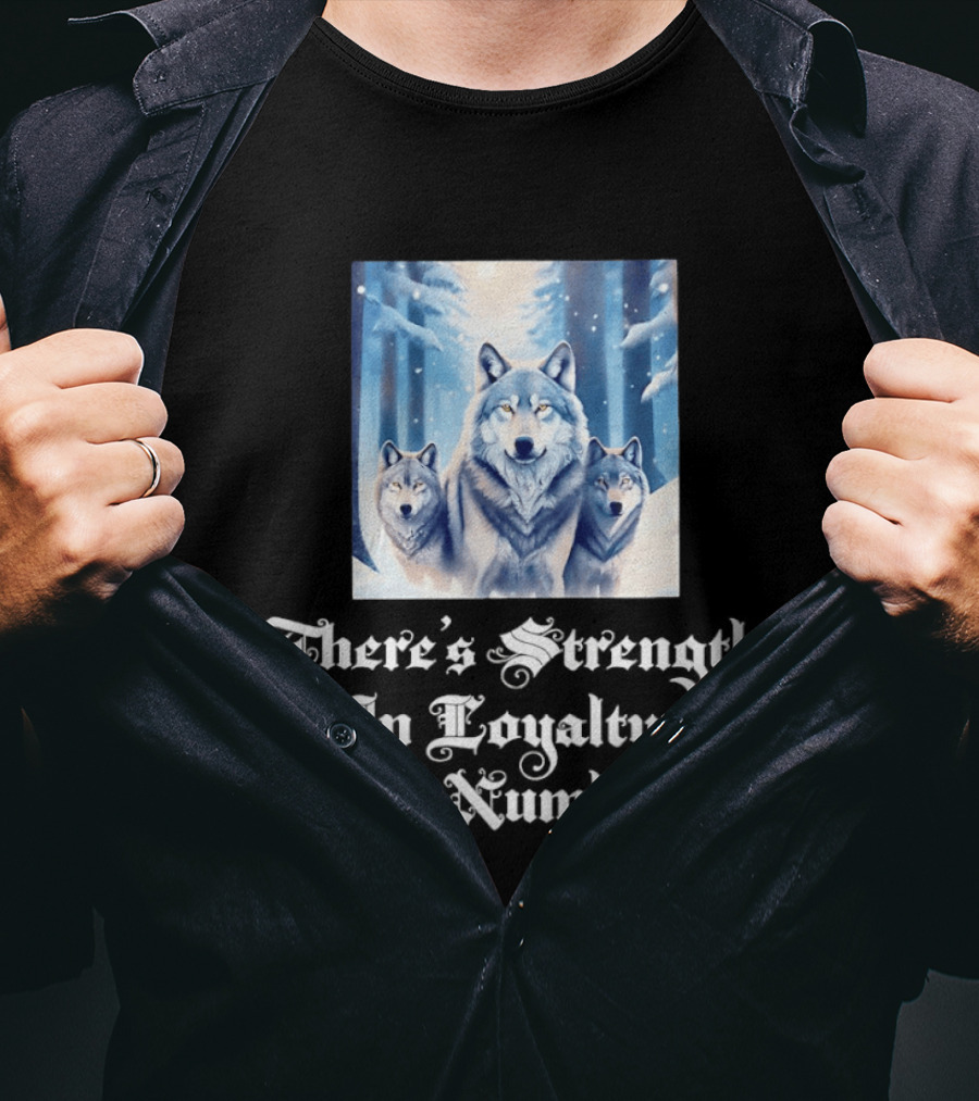 Wolf Pack Strength In Loyalty Winter Forest Scene T-Shirt