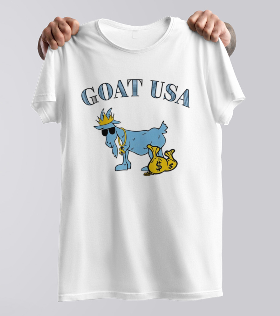GOAT USA Cash Money Crowned Goat With Sunglasses And Gold Chains T-Shirt