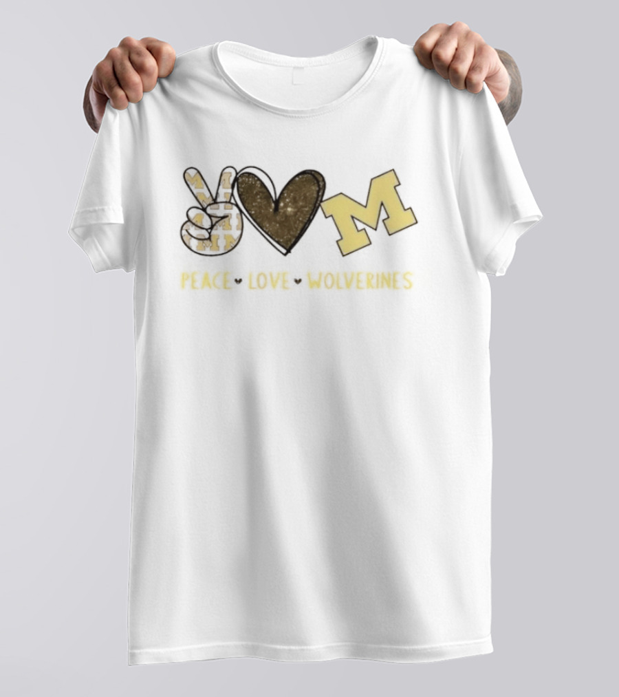 Peace Love Michigan Wolverines Iconic Team Spirit T-Shirt