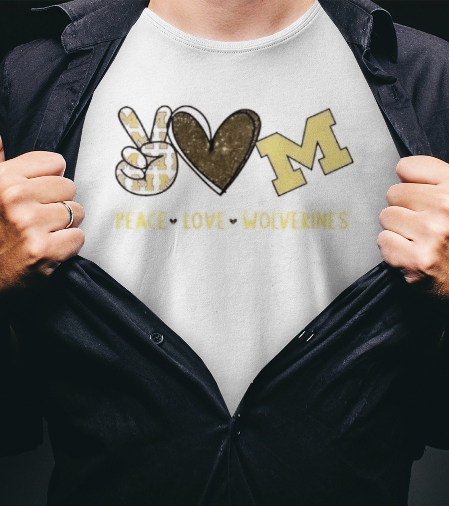 Peace Love Michigan Wolverines Iconic Team Spirit T-Shirt