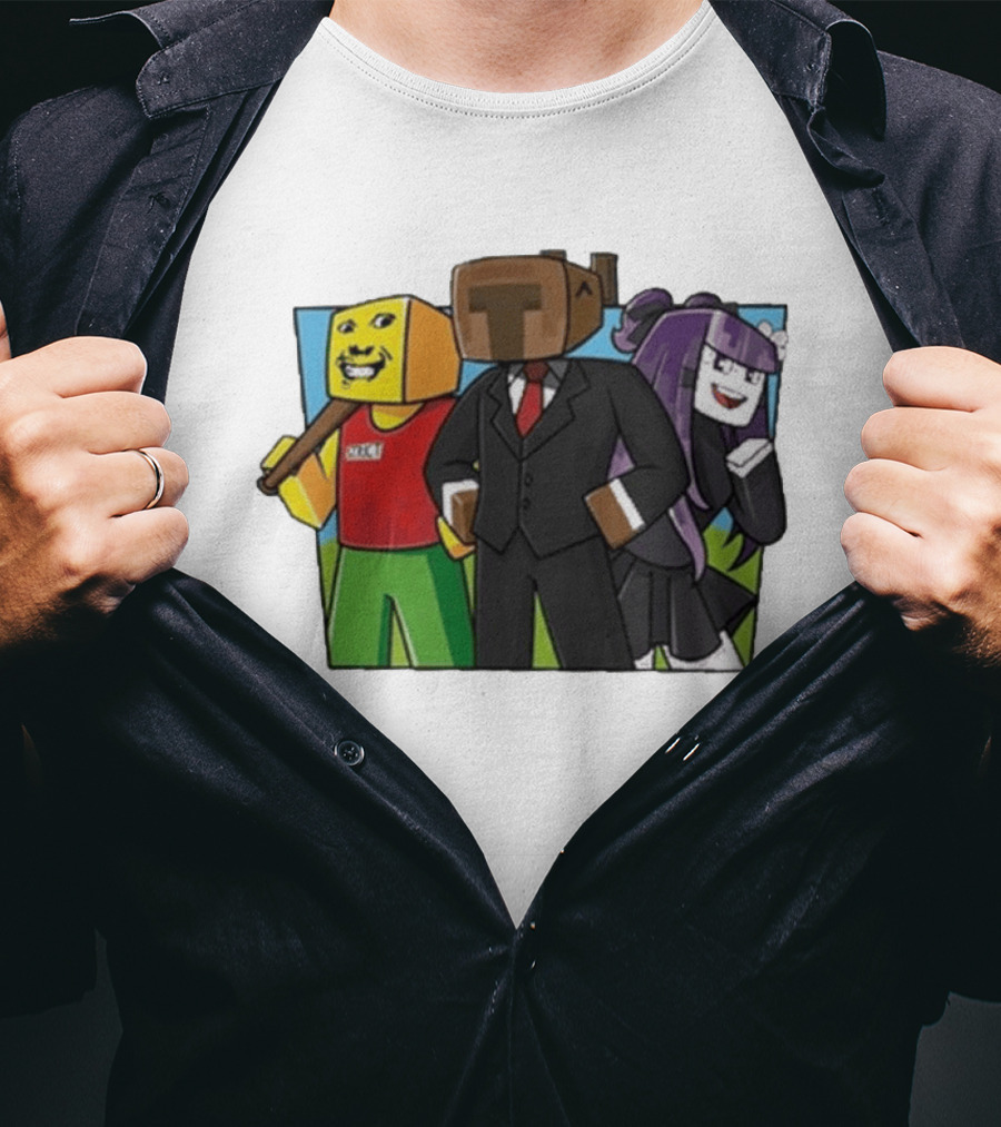 Jocuri Horror Sky Pixel Characters In Suits And Costumes T-Shirt