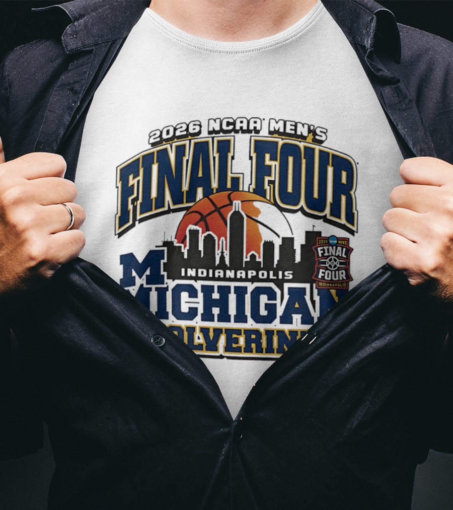 2026 NCAA Men's Final Four Michigan Wolverines Indianapolis Skyline Basketball T-Shirt