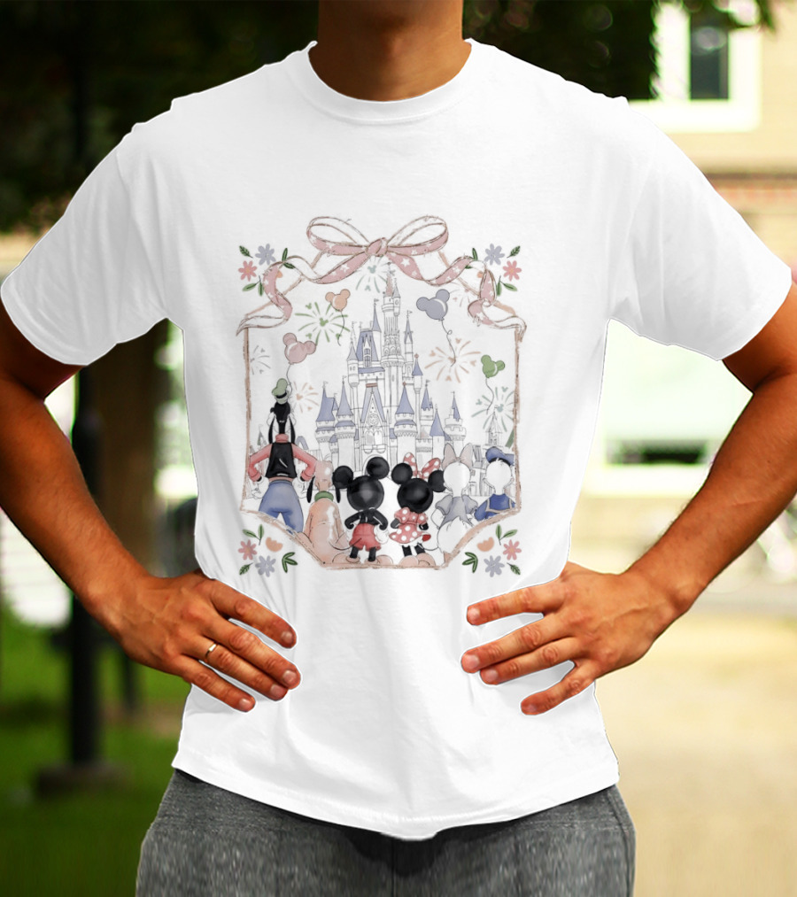 Family Mickey Cartoon Castle Fireworks Most Magical Place On Earth T-Shirt