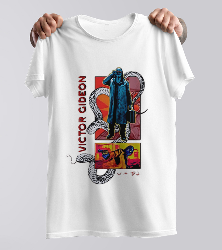 Victor Gideon Dramatic Snake And Mysterious Figures T-Shirt