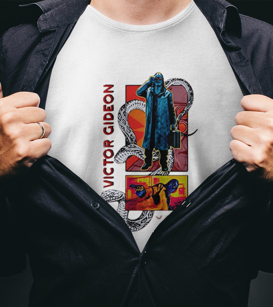 Victor Gideon Dramatic Snake And Mysterious Figures T-Shirt