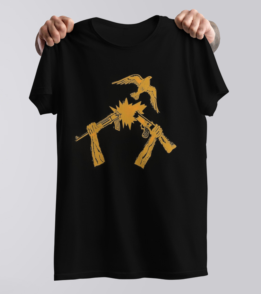 Anti War No Gun Peace Symbol Bird Explosion T-Shirt