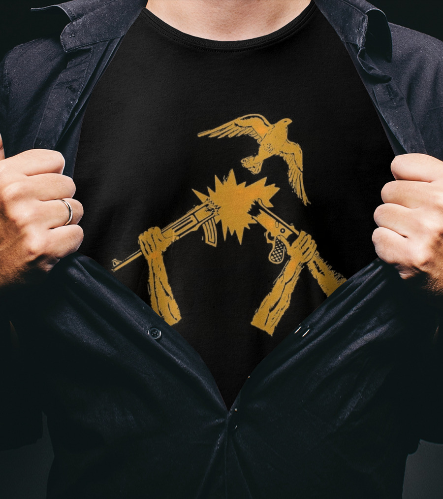 Anti War No Gun Peace Symbol Bird Explosion T-Shirt