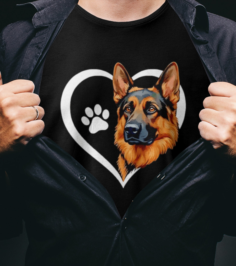 German Shepherd Heart Paw T-Shirt