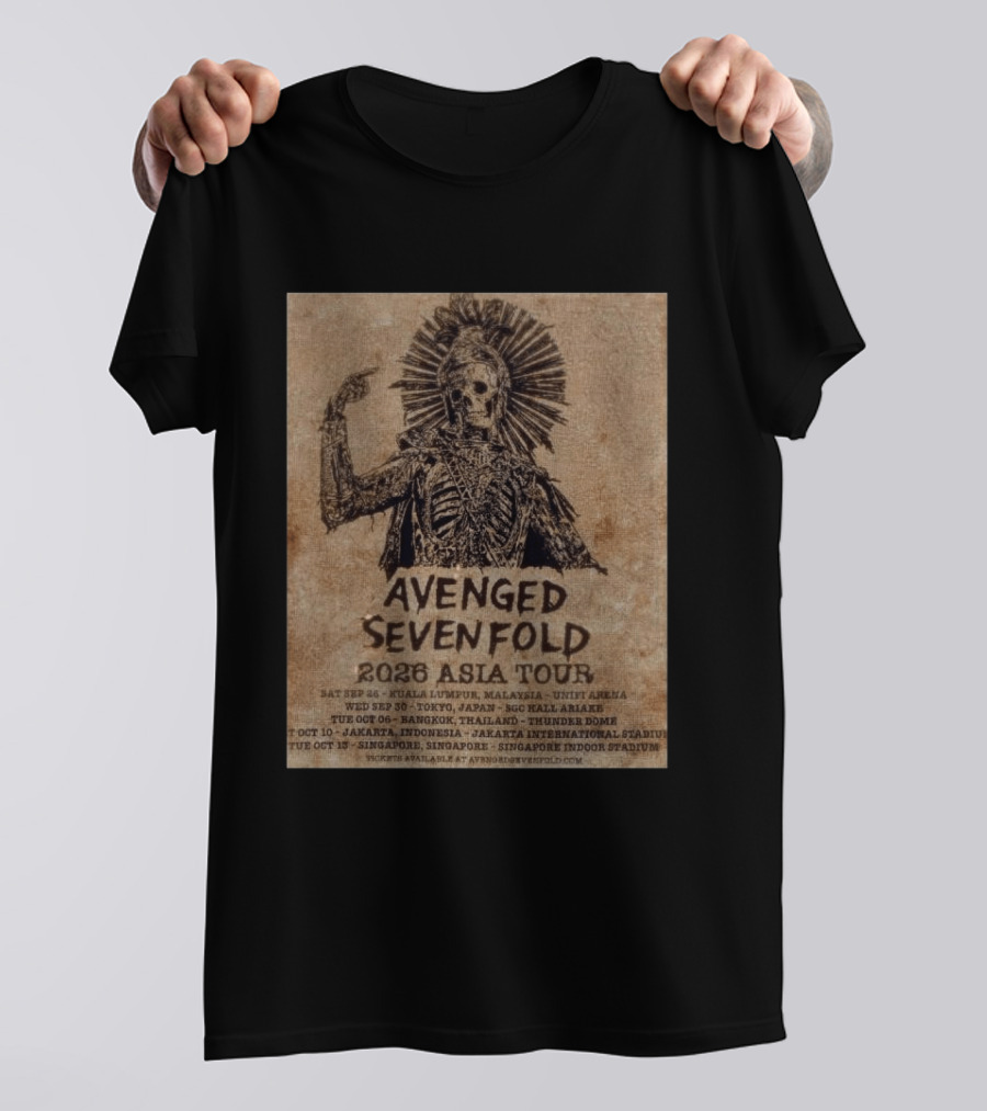 Avenged Sevenfold 2026 Asia Tour Kuala Lumpur Tokyo Bangkok Jakarta Singapore T-Shirt