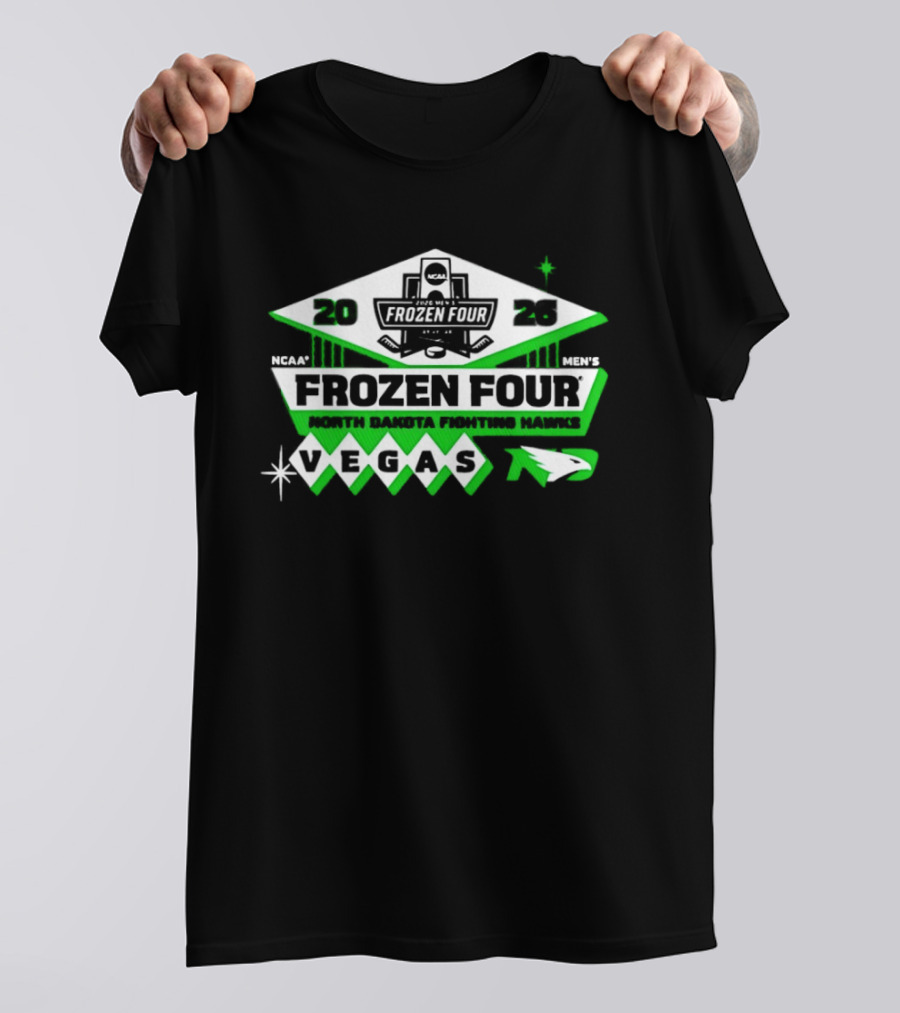 North Dakota Fighting Hawks Frozen Four 2026 Vegas NCAA Men's Hockey T-Shirt